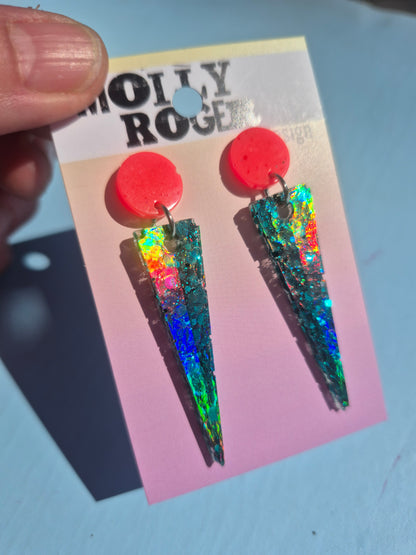 Konische Glitzerohrringe mit Neonrot