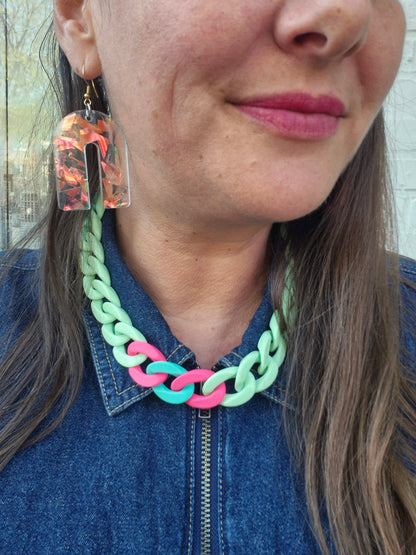 Statement-Kette - mint, pink, türkis