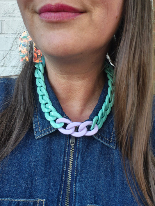 Statement-Kette mint, lila