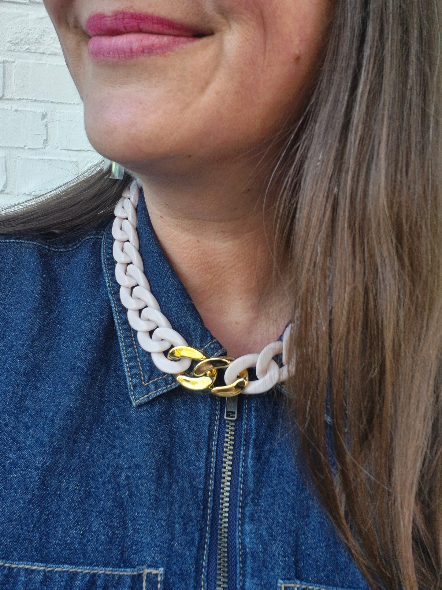 Statement-Kette - rosa, gold