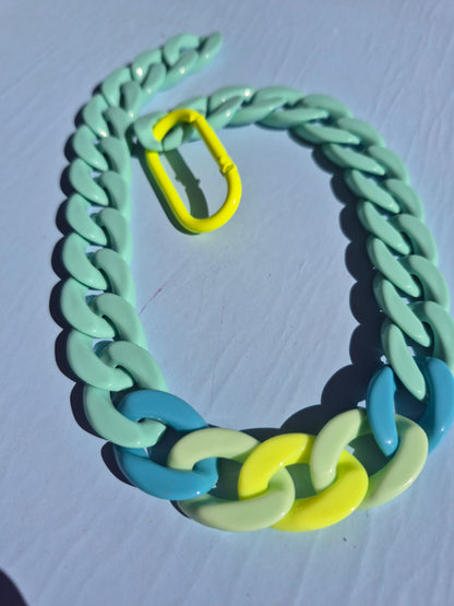 Statement-Kette, mint neongelb