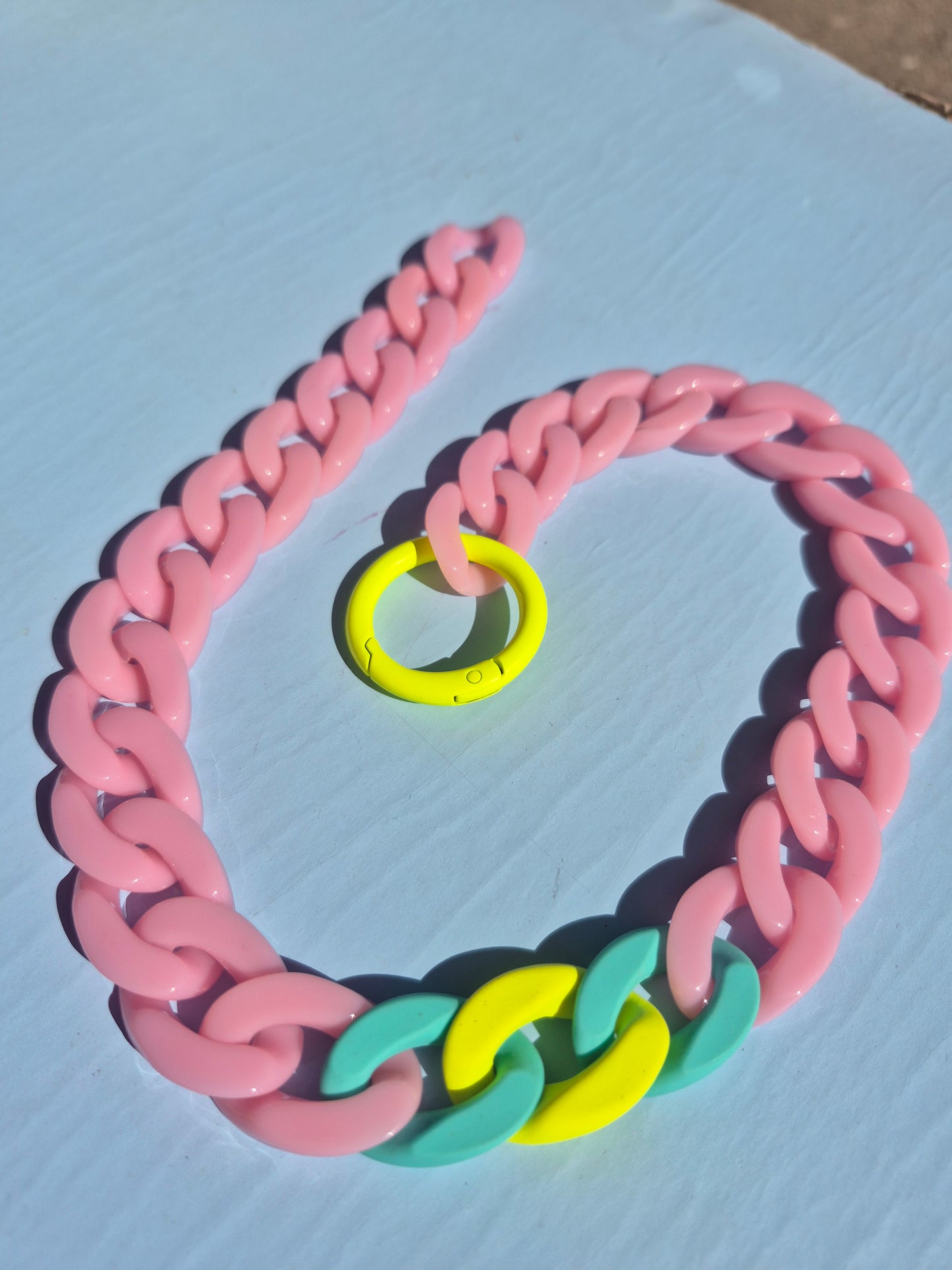 Statement-Kette - rosa, mint und neongelb