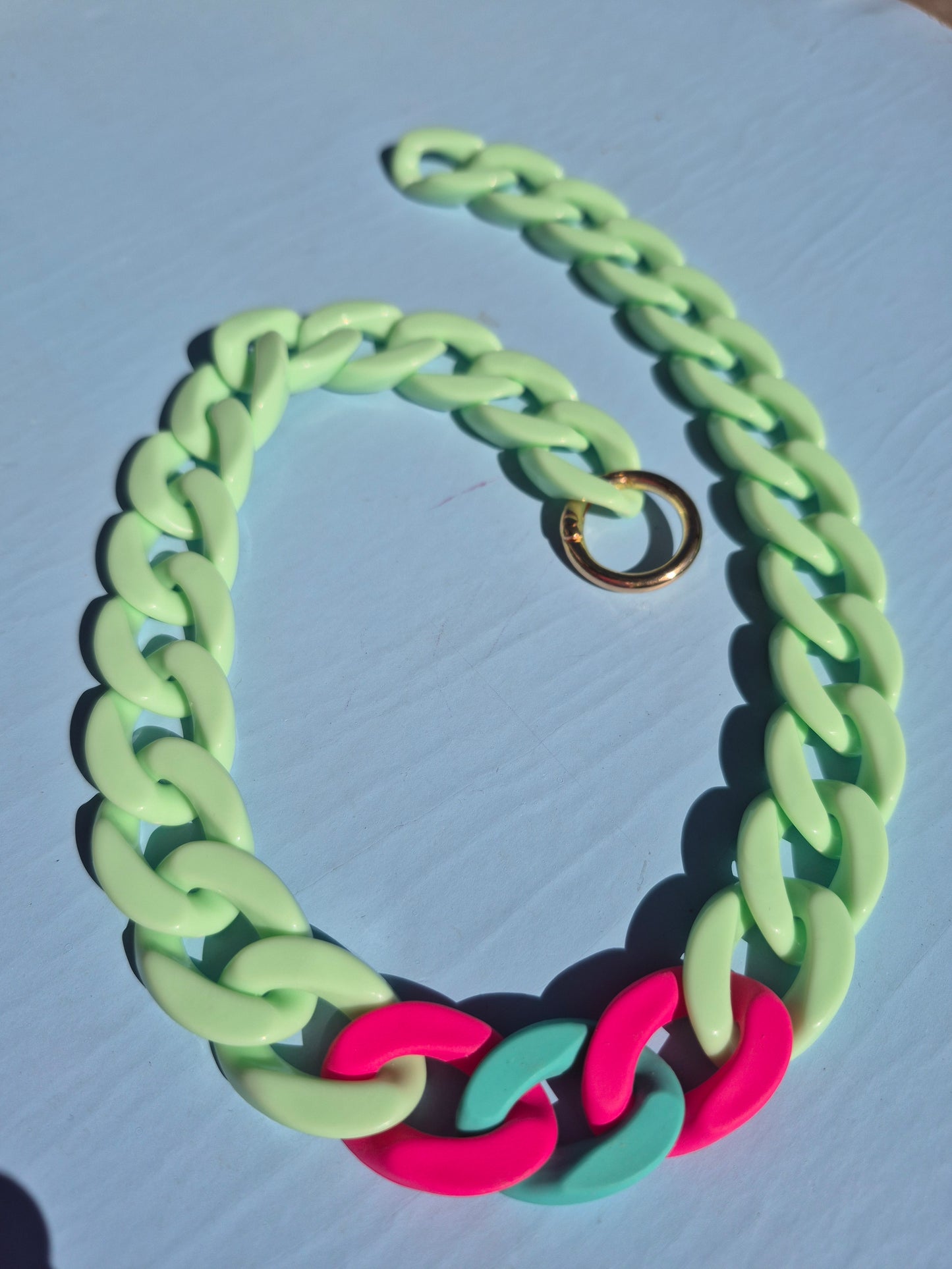 Statement-Kette - mint, pink, türkis