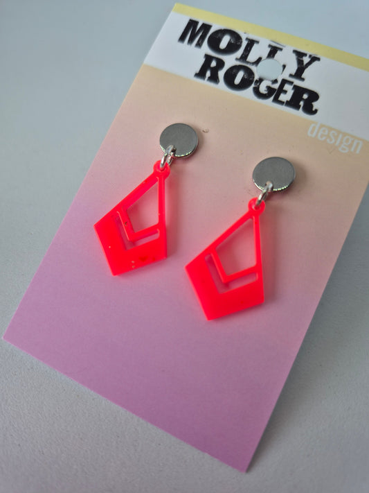 Neonpinke Ohrringe - silber Stecker