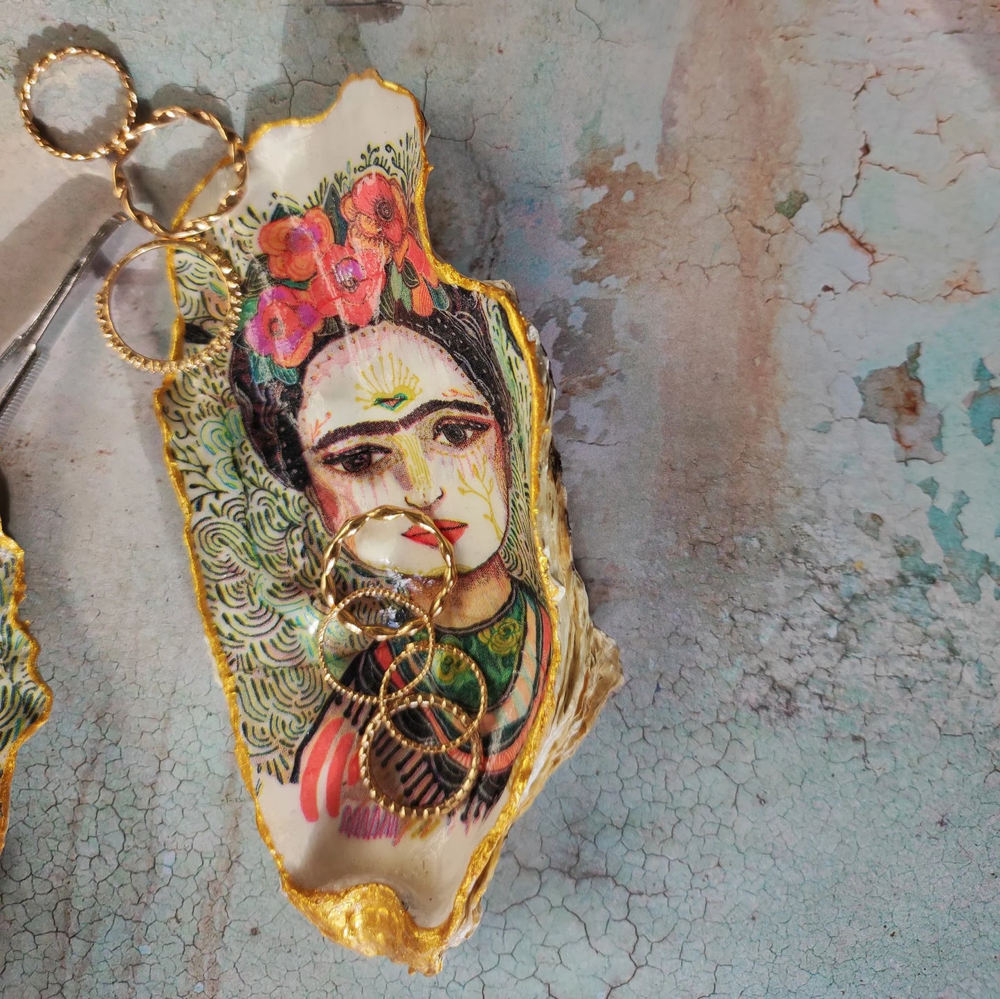 Austern Schmuckschale - Frida Kahlo