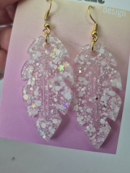 Glitzer Ohrringe - Blatt