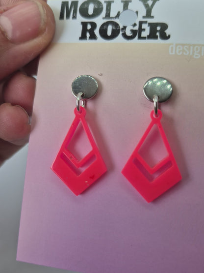 Neonpinke Ohrringe - silber Stecker