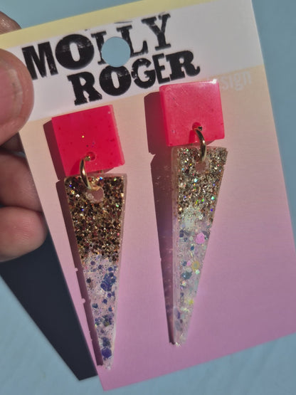 Konische Glitzerohrringe mit Neon